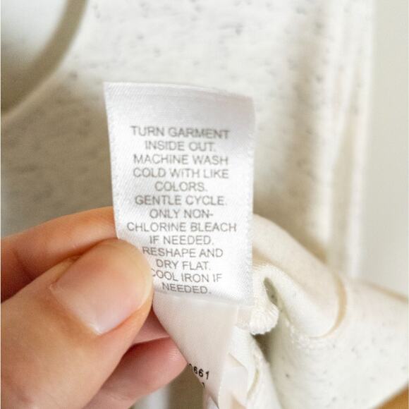 J JILL Cream Black Speckled Ponte Knit Top 3/4 Sleeve Hi-Low Hem Women's Small - Picture 7 of 7